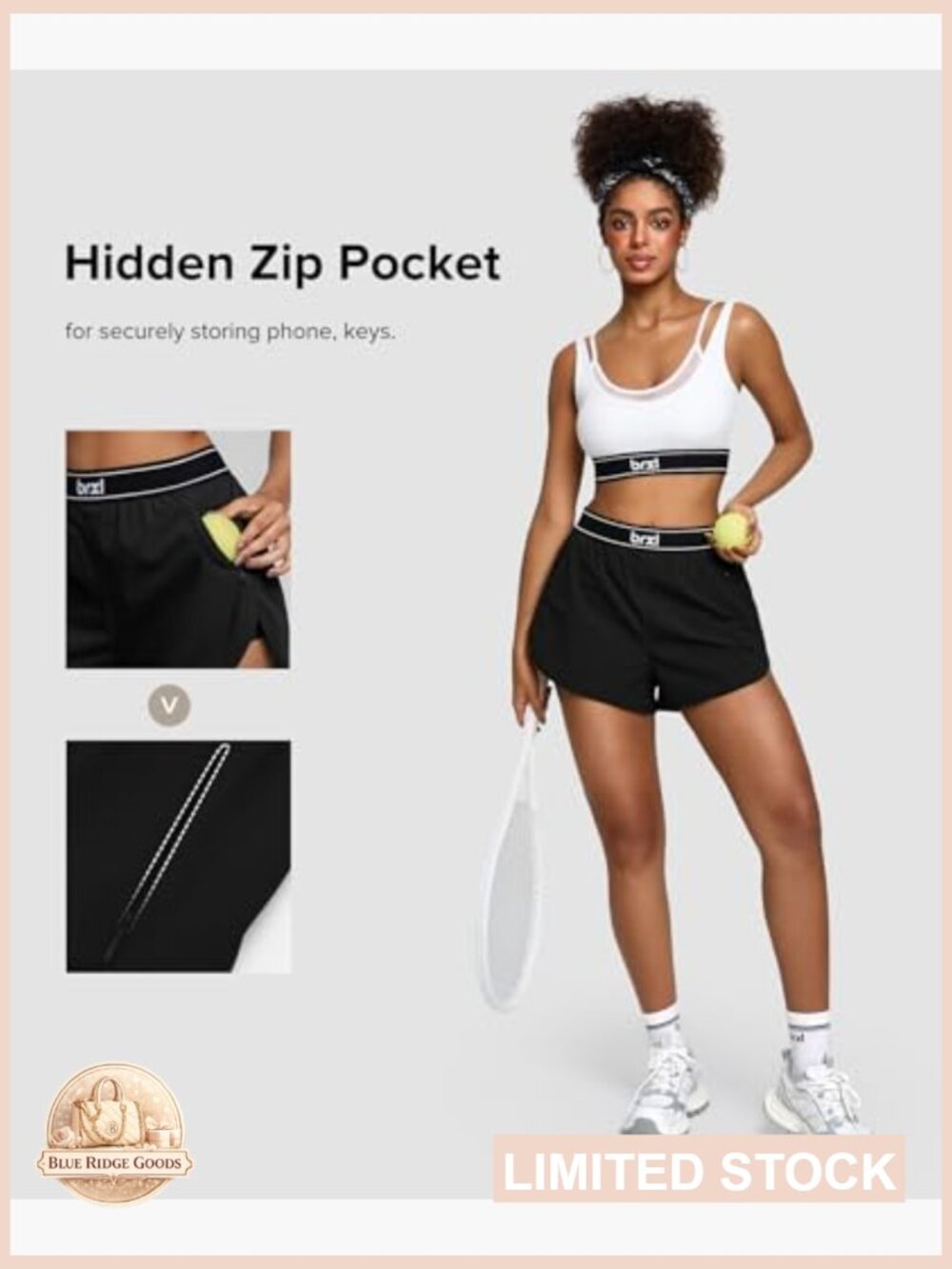 2 in 1 Running Shorts High Waisted Quick Dry Athletic Dolphin Hem Side Pocket - Picture 4 of 7